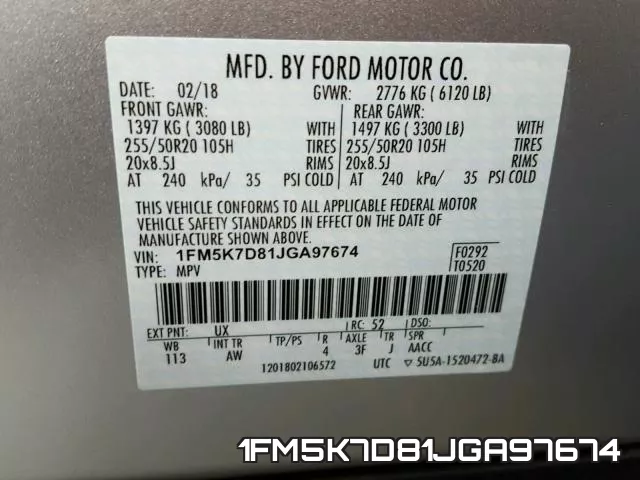 1FM5K7D81JGA97674 фото 2