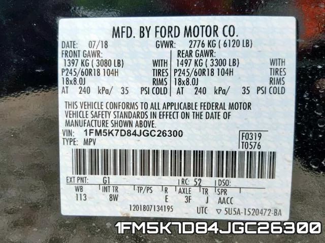 1FM5K7D84JGC26300 фото 2