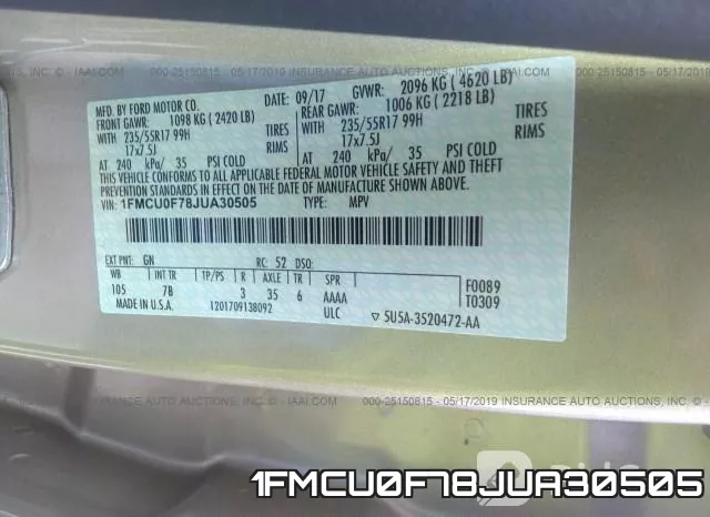 1FMCU0F78JUA30505 фото 10