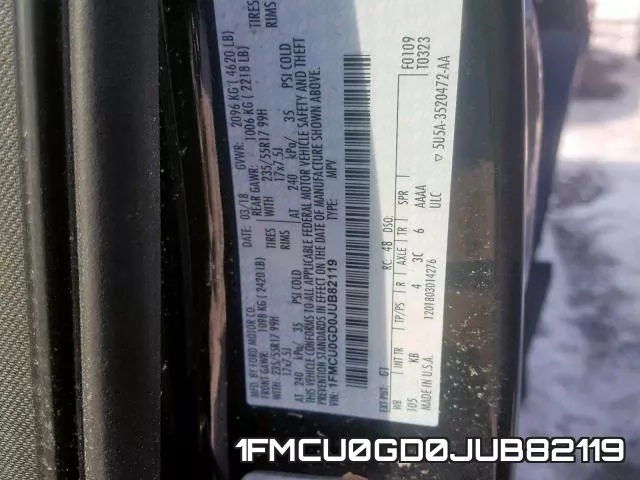 1FMCU0GD0JUB82119 фото 2