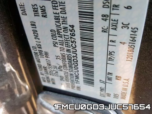 1FMCU0GD3JUC57654 фото 2