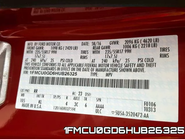 1FMCU0GD6HUB26325 фото 2