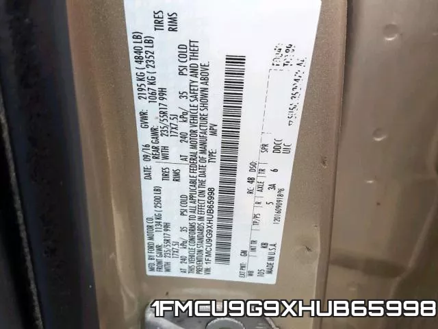 1FMCU9G9XHUB65998 фото 2