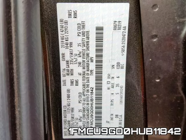 1FMCU9GD0HUB11842 фото 2