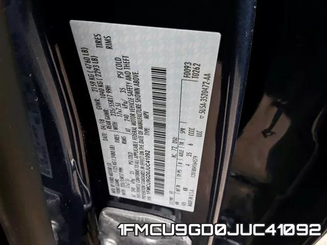 1FMCU9GD0JUC41092 фото 2