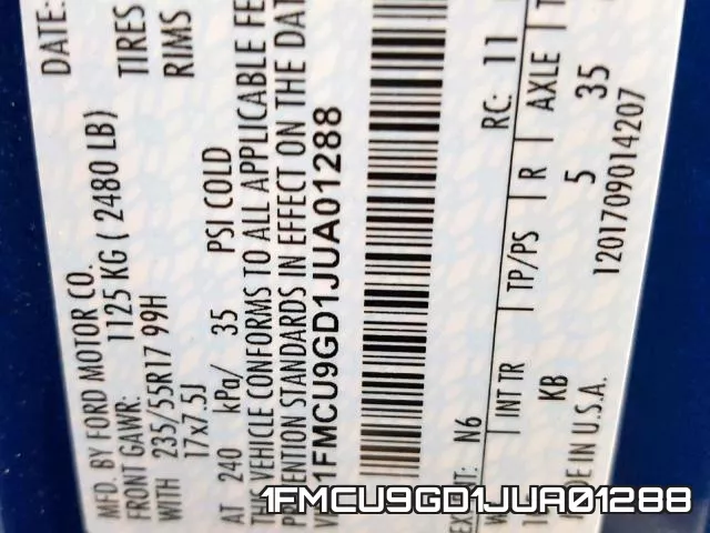 1FMCU9GD1JUA01288 фото 2