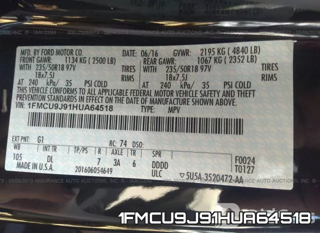 1FMCU9J91HUA64518 фото 10