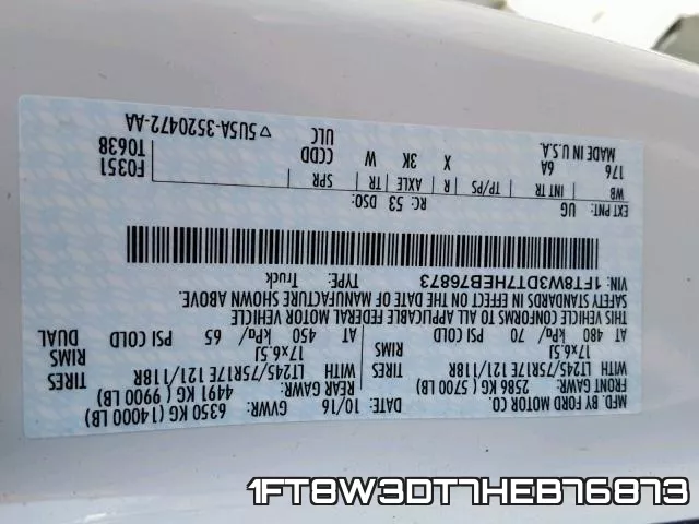 1FT8W3DT7HEB76873 фото 2