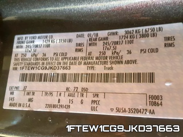 1FTEW1CG9JKD37663 фото 2