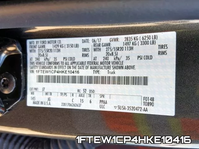 1FTEW1CP4HKE10416 фото 2