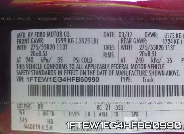 1FTEW1EG4HFB60990 фото 10