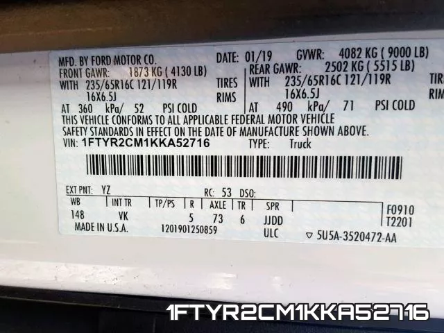 1FTYR2CM1KKA52716 фото 2