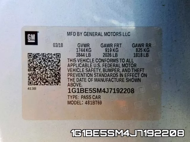 1G1BE5SM4J7192208 фото 2