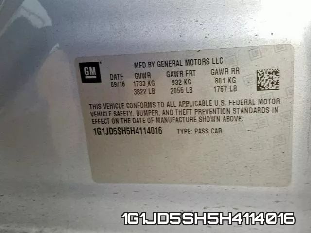 1G1JD5SH5H4114016 фото 2