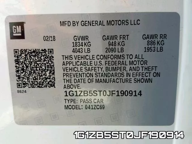 1G1ZB5ST0JF190914 фото 2