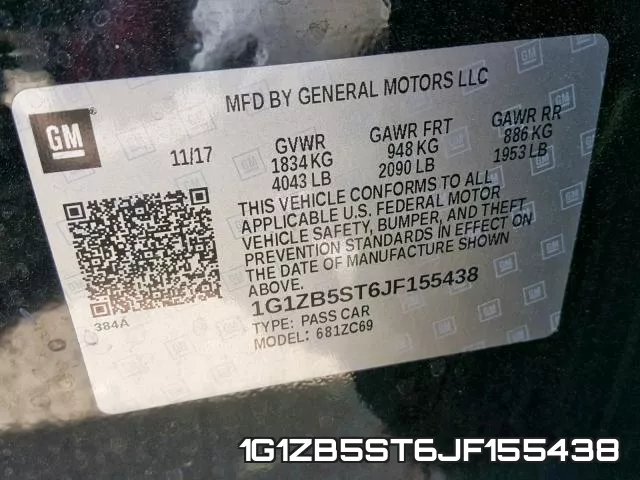 1G1ZB5ST6JF155438 фото 2