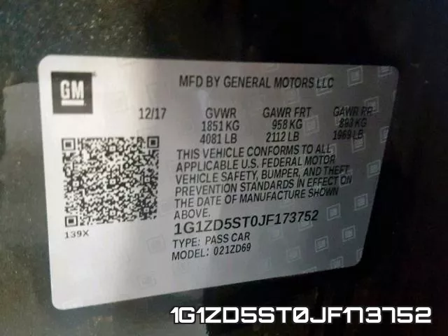 1G1ZD5ST0JF173752 фото 2