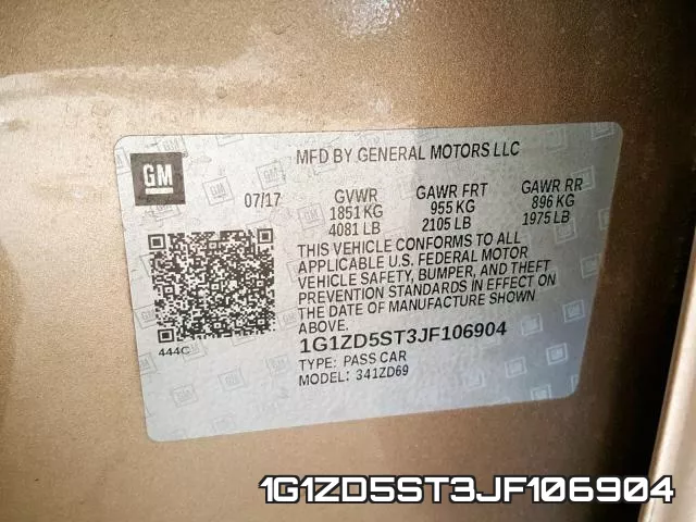 1G1ZD5ST3JF106904 фото 2