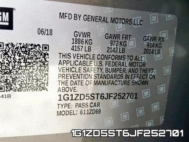 1G1ZD5ST6JF252701 фото 2
