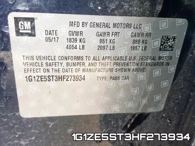 1G1ZE5ST3HF273934 фото 2