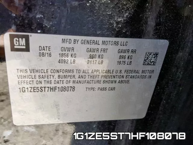 1G1ZE5ST7HF108078 фото 2
