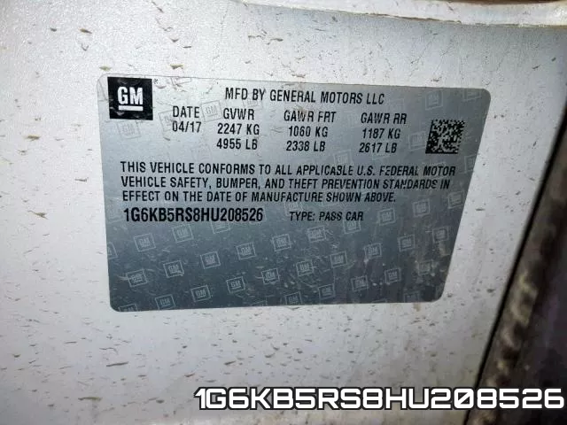 1G6KB5RS8HU208526 фото 2