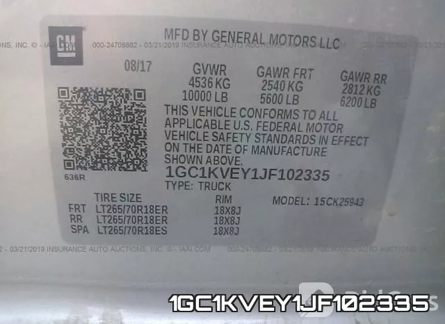 1GC1KVEY1JF102335 фото 10