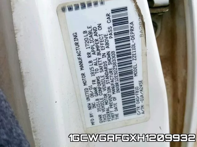 1GCWGAFGXH1209932 фото 2