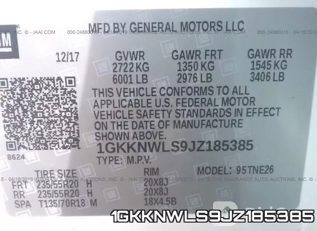 1GKKNWLS9JZ185385 фото 10