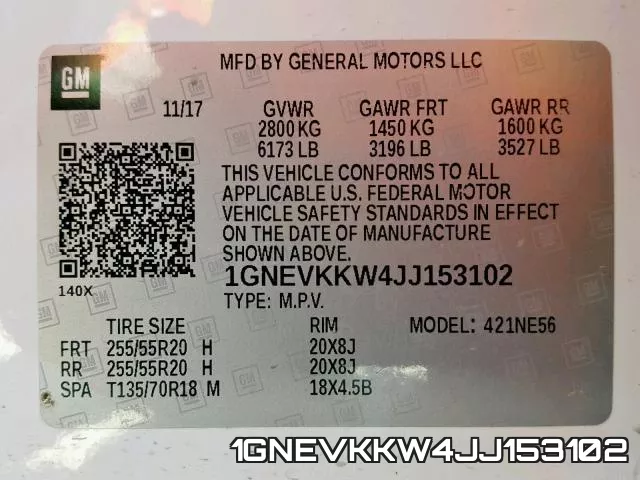 1GNEVKKW4JJ153102 фото 2