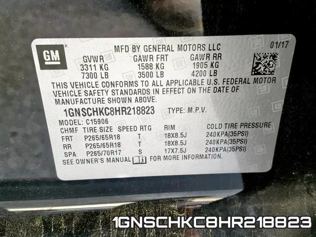 1GNSCHKC8HR218823 фото 2