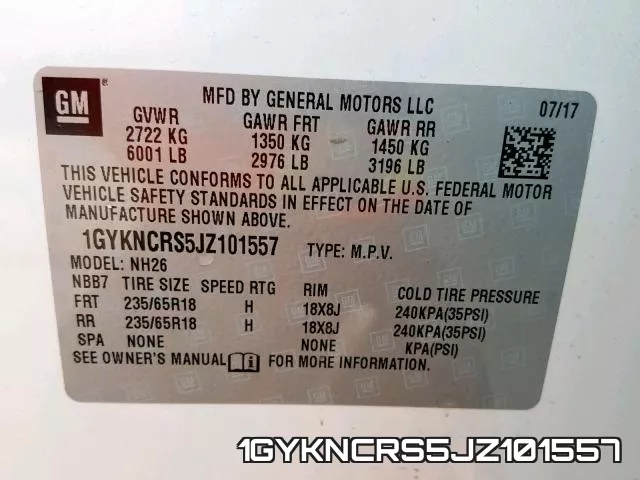 1GYKNCRS5JZ101557 фото 2