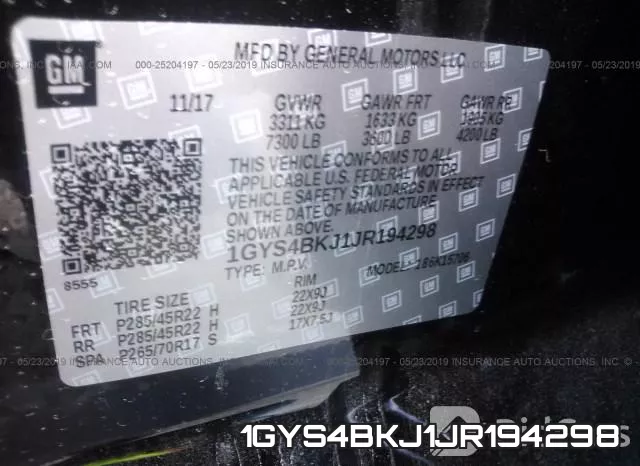 1GYS4BKJ1JR194298 фото 10
