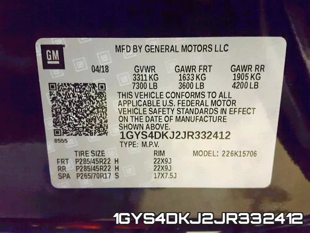 1GYS4DKJ2JR332412 фото 2