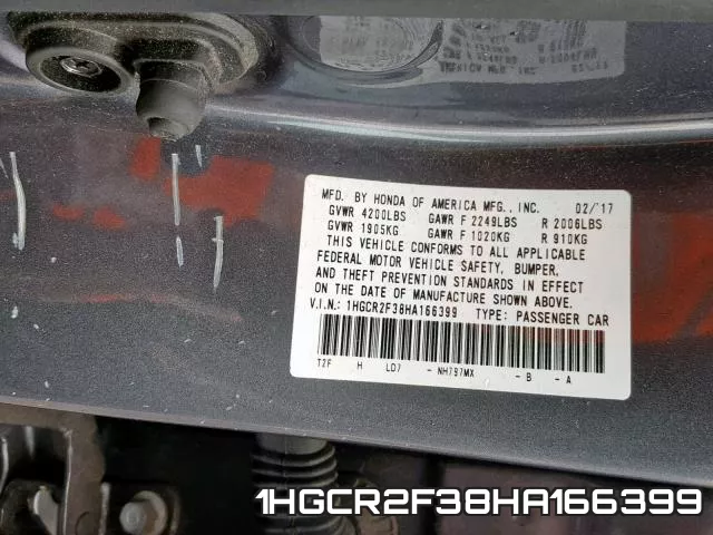 1HGCR2F38HA166399 фото 2