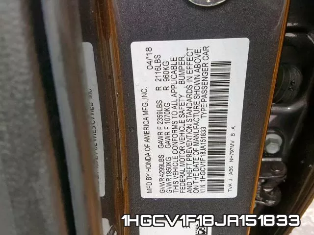 1HGCV1F18JA151833 фото 2