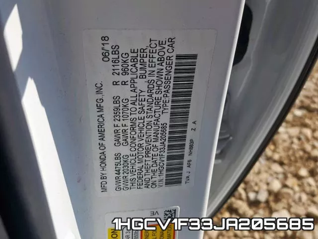 1HGCV1F33JA205685 фото 2