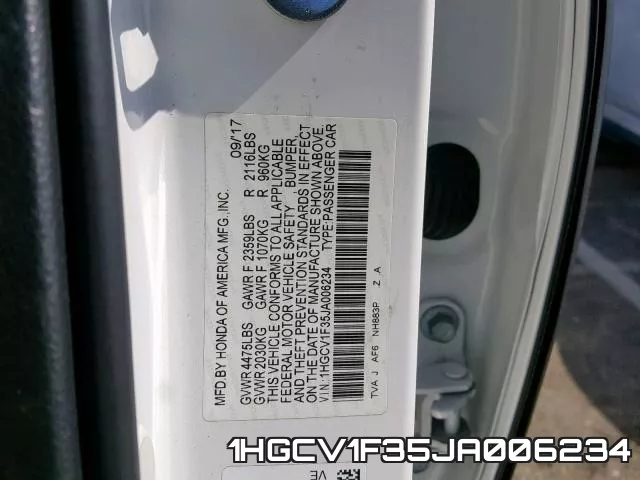 1HGCV1F35JA006234 фото 2