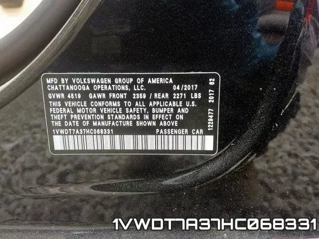 1VWDT7A37HC068331 фото 2