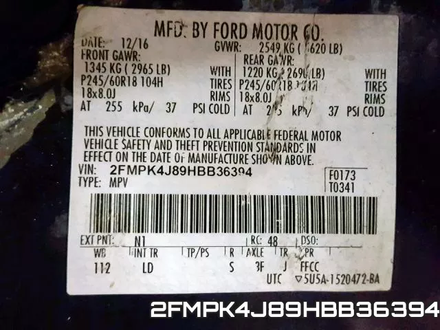 2FMPK4J89HBB36394 фото 2