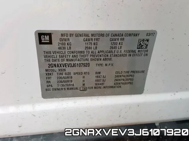 2GNAXVEV3J6107920 фото 2