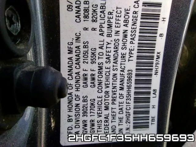 2HGFC1F35HH659693 фото 2
