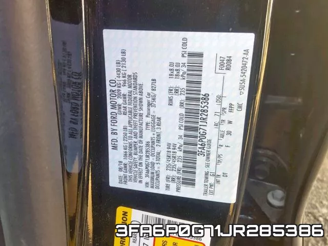 3FA6P0G71JR285386 фото 2
