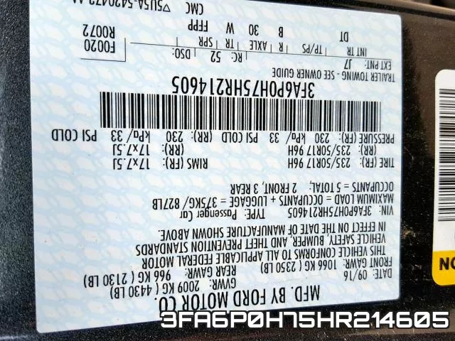 3FA6P0H75HR214605 фото 2