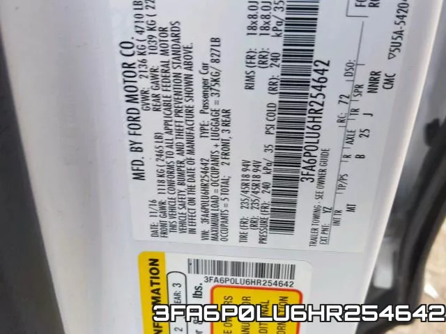 3FA6P0LU6HR254642 фото 2