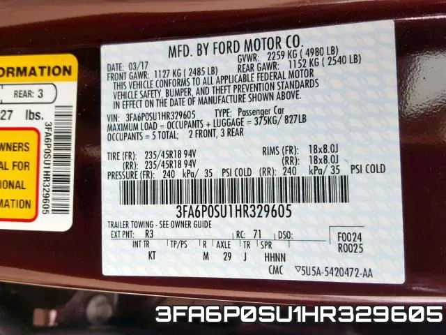 3FA6P0SU1HR329605 фото 2