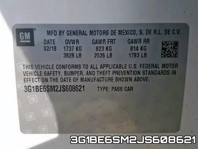 3G1BE6SM2JS608621 фото 2