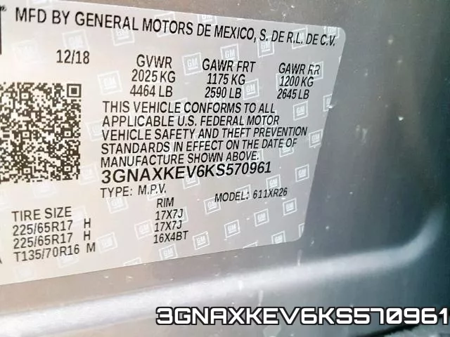 3GNAXKEV6KS570961 фото 2