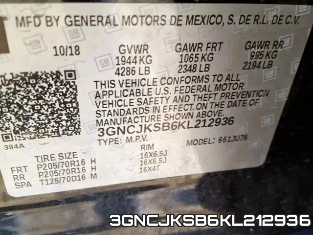 3GNCJKSB6KL212936 фото 2