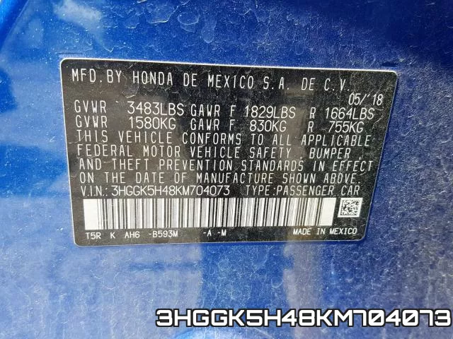 3HGGK5H48KM704073 фото 2